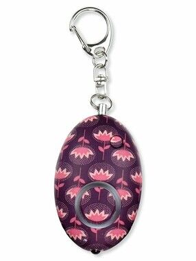 Mayday Mini Personal Safety Alarm Keychain - Purple Pink Floral